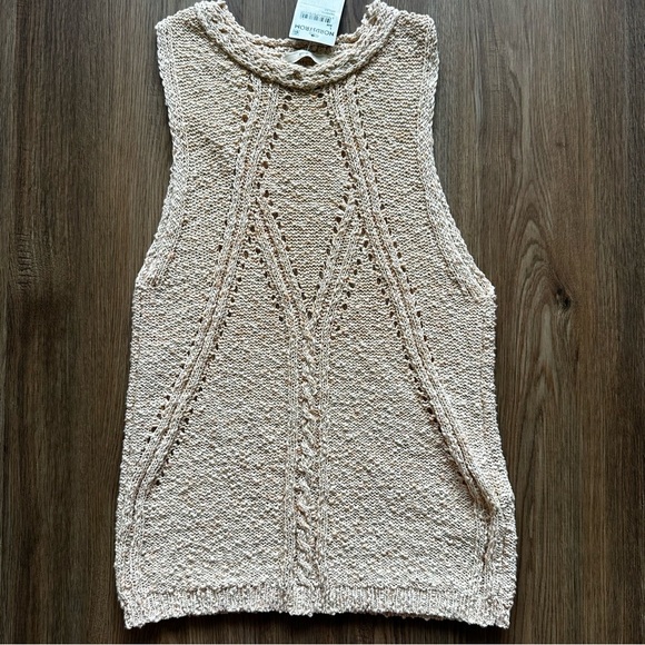 Sessun Womens Large Bixa Open Stitch Sweater Tank Brown Sleeveless Italy Cotton - Picture 1 of 7